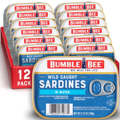 Bumble Bee empaque frontal con 12 latas y beneficios de proteína
