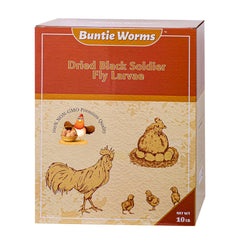 BUNTIE WORMS front packaging showing 10lb box and resealable bag, highlights convenient storage