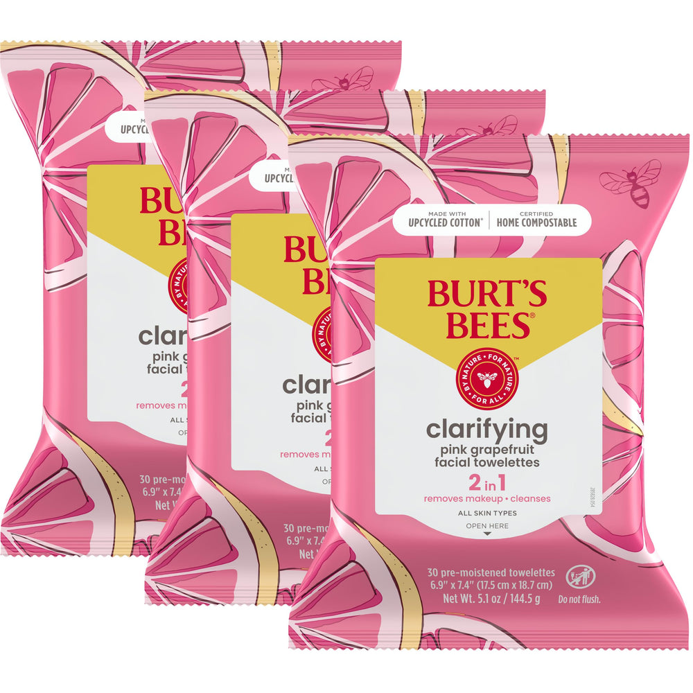 Burt's Bees empaque frontal pomelo rosa mostrando beneficios rápidos