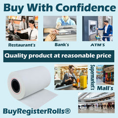 BuyRegisterRolls roll beside a credit card showing size and compact storage advantage