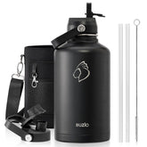 BUZIO vista frontal botella 64 oz, capacidad y aislamiento superior