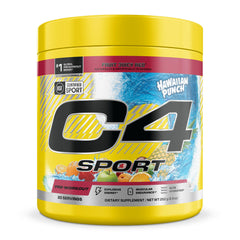 C4 envase frontal Hawaiian Punch mostrando el sabor y beneficios energéticos