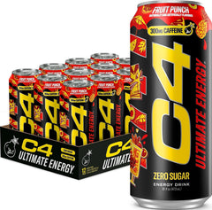 C4 lata frontal Fruit Punch mostrando diseño renovado y energía inmediata