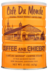 Cafe Du Monde lata frontal mostrando el diseño clásico y autenticidad