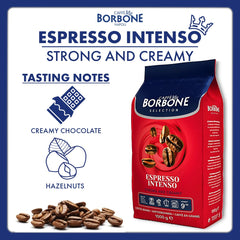 Caffè Borbone primer plano de textura de granos resalta calidad y aroma