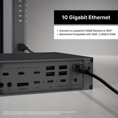 CalDigit TS5 PLUS puerto 10Gb Ethernet conectado para transferencias rápidas