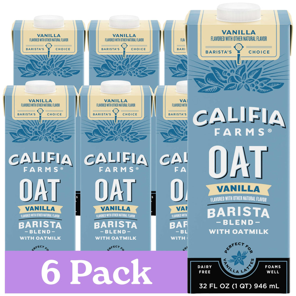 Califia Farms envase frontal mostrando la marca y sabor vainilla, apariencia atractiva