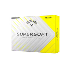 Callaway Supersoft 2025 empaque frontal amarillas mostrando la caja y beneficio de visibilidad