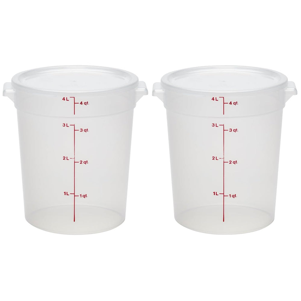 Cambro envase frontal 4 qt con tapa mostrando cierre seguro y beneficio de conservación
