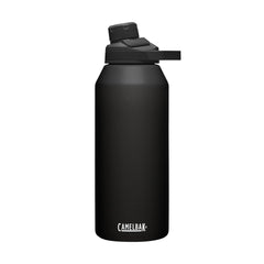CamelBak vista frontal de la botella negra mostrando capacidad y diseño resistente