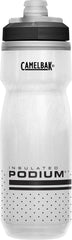 CamelBak Podium Chill frontal mostrando diseño blanco y negro, ideal para ciclismo