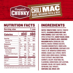 Detalle de la textura de Campbell’s Chunky con carne y macarrones, aspecto reconfortante