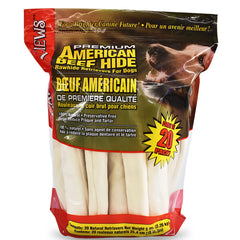 Canine Chews empaque frontal mostrando 20 rollos, ahorro y conveniencia