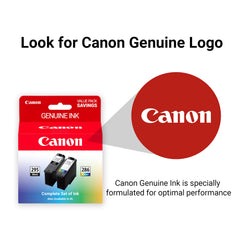 Canon etiqueta del cartucho mostrando modelo y compatibilidad, fácil identificación
