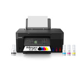Canon MegaTank G3270 vista frontal mostrando bandeja y diseño, ahorro en tinta