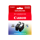 Canon pack frontal mostrando cartuchos PG-295XL y CL-286XL para impresiones fiables