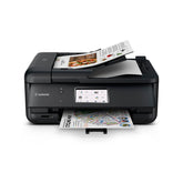 Canon PIXMA TR8620a vista frontal mostrando bandeja y diseño compacto, facilita organización