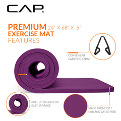CAP Barbell esterilla enrollada con correa para transporte cómodo