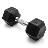 CAP mancuerna 20 lb frontal mostrando forma hexagonal y protección del suelo