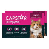 Capstar paquete frontal mostrando 12 dosis y marca, beneficio acción rápida