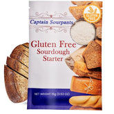 Captain Sourpants empaque frontal mostrando starter sin gluten y conservación prolongada