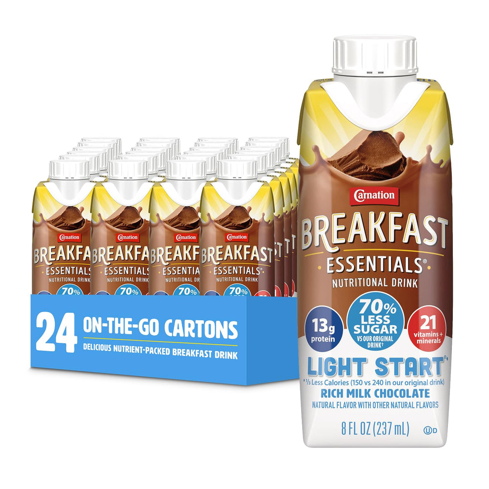 Carnation Breakfast Essentials vista frontal del envase, práctico para llevar