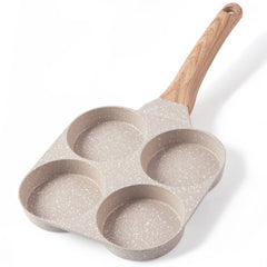 CAROTE vista frontal de la sartén crema, diseño 4 cavidades para desayuno rápido