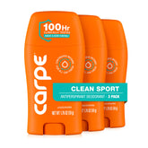 Carpe Clean Sport frente del pack 3 mostrando envases y beneficio de protección prolongada