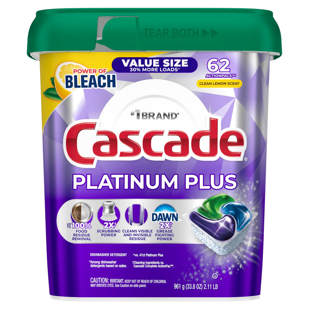 Cascade envase frontal de 62 ActionPacs limón mostrando el pack y beneficios