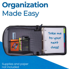 Interior Case-it con aros y compartimentos para accesorios organizados