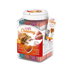 Catit envase frontal del treat cremoso mostrando el tubo y diseño