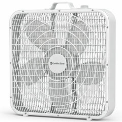 CCC COMFORT ZONE ventilador frontal mostrando diseño blanco y beneficio de circulación potente