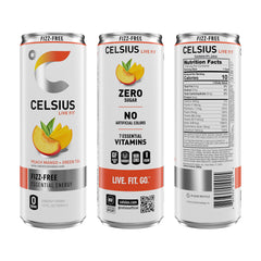 CELSIUS etiqueta con ingredientes y vitaminas visibles para confianza