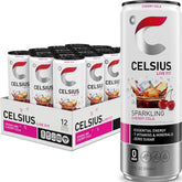 CELSIUS lata frontal con diseño Cherry Cola y beneficio refrescante