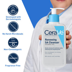 CeraVe etiqueta en primer plano con ingredientes clave y beneficios visibles