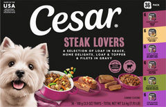 Cesar paquete frontal Steak Lovers mostrando cantidad y diseño, conveniencia visible