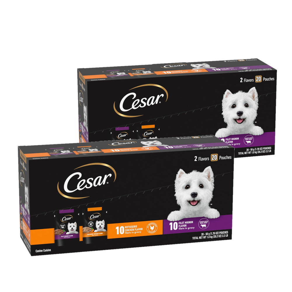 Cesar frente del paquete doble mostrando variedad y conveniencia