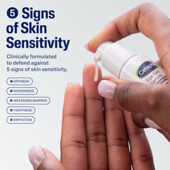 Cetaphil textura del gel serum en primer plano, rápida absorción y suavidad