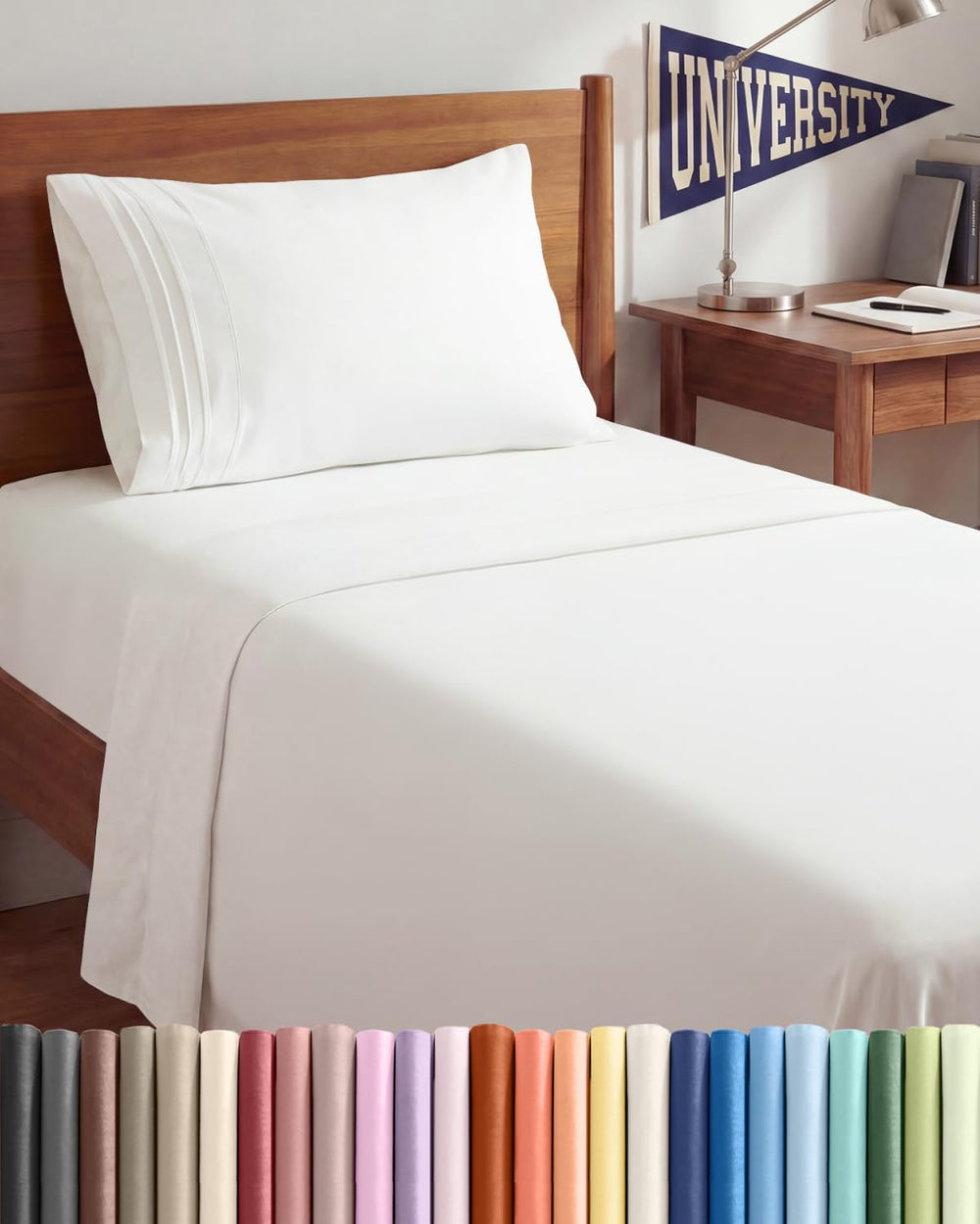 CGK Unlimited caja del set Twin XL Antique White muestra empaque y color neutro
