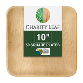 Charity Leaf plato cuadrado frontal con acabado natural, presenta elegancia y resistencia