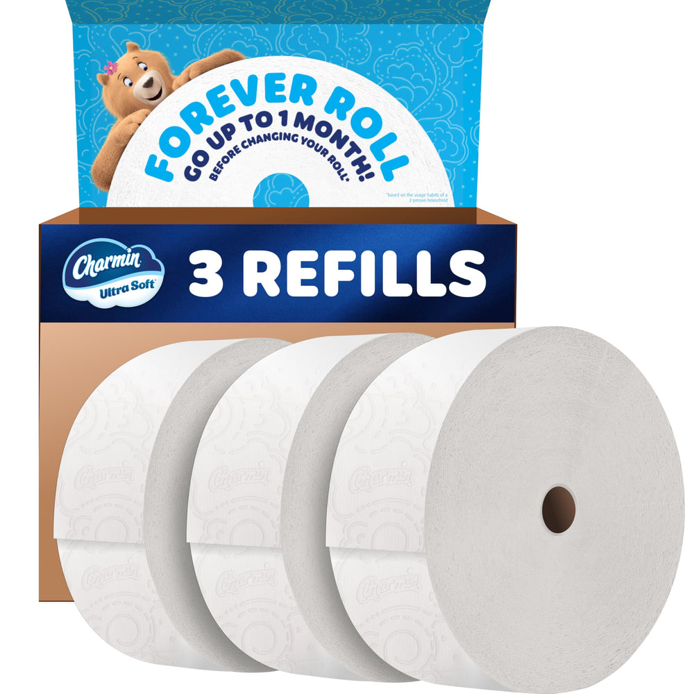 Charmin rollo frontal mostrando etiqueta y duración prolongada