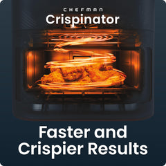 Chefman Crispinator ventana con luz mostrando alimentos dorados al instante