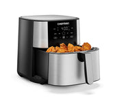 Chefman vista frontal acero inoxidable mostrando diseño compacto y acabado elegante