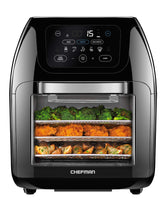 Chefman vista frontal en encimera mostrando diseño compacto y control fácil