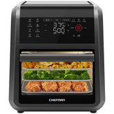 Chefman frente del horno aire mostrando diseño compacto y ahorro de espacio