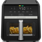 Chefman TurboFry vista frontal mostrando diseño y beneficios de capacidad XL