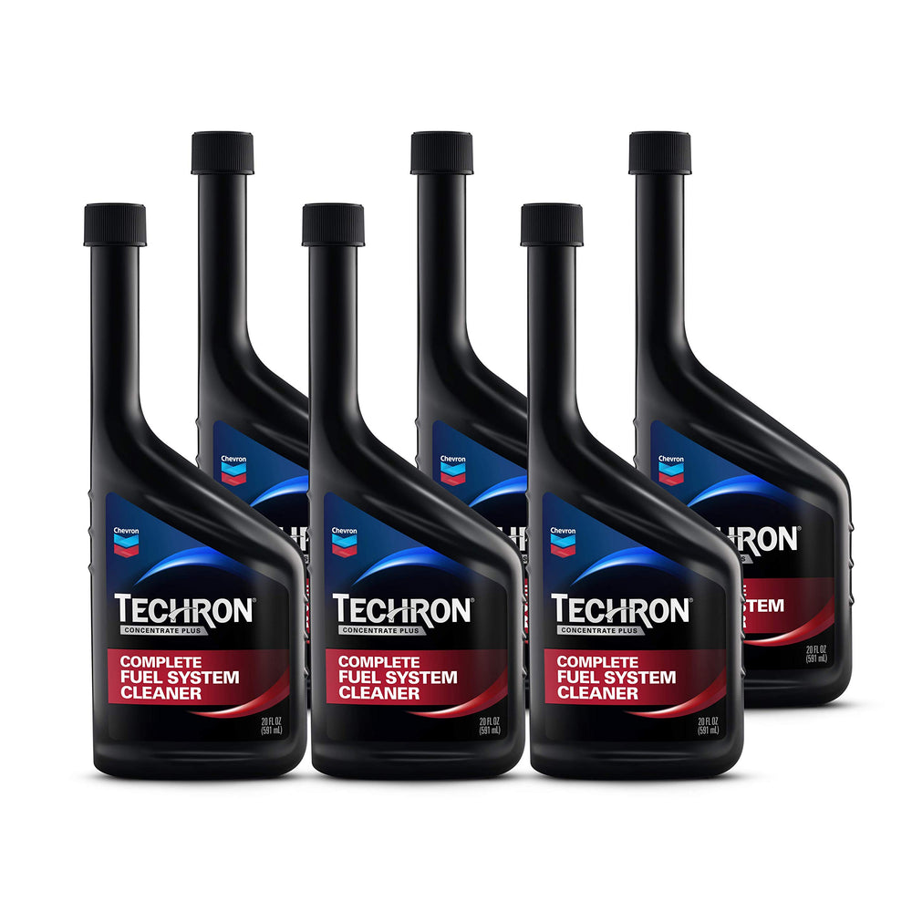 Chevron Techron envase frontal mostrando etiqueta y volumen, limpia depósitos efectivamente