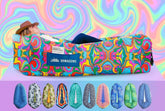 Chillbo sofá inflable frontal 60s psicodélico mostrando diseño llamativo y confort
