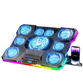 ChillCore A21 Blue vista frontal mostrando los nueve ventiladores y estructura estable