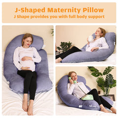 Chilling Home mujer embarazada usando la almohada en U para soporte lateral durante descanso